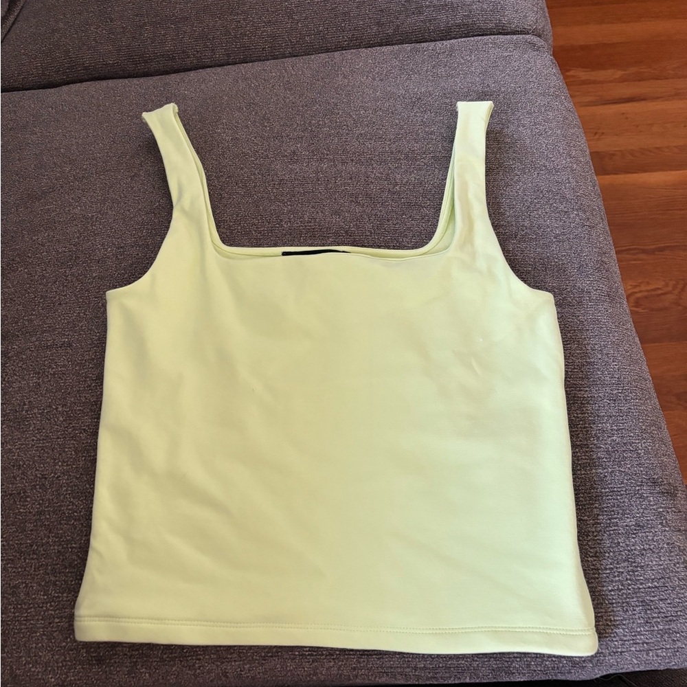 Forever 21 Cream and Gray Fitted Tank Top